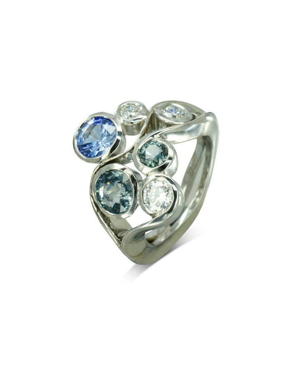 Water Bubbles Organic Sapphire and Diamond Ring Ring Pruden and Smith