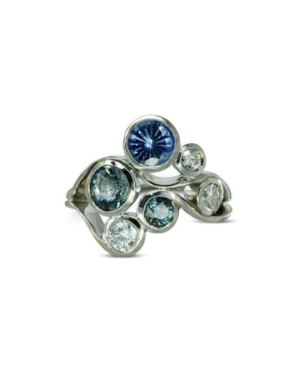 Water Bubbles Organic Sapphire and Diamond Ring Ring Pruden and Smith