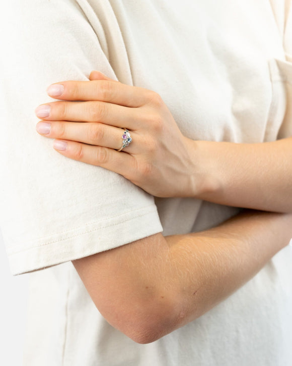Water Bubbles Pink and Teal Sapphire Cluster Ring Ring Pruden and Smith