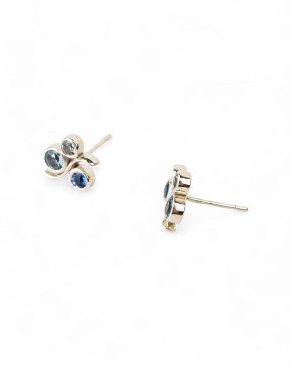 Water Bubbles White Gold Sapphire Stud Earrings Earrings Pruden and Smith