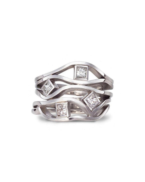 Wave 1ct Princess Cut Diamond Platinum Ring Ring Pruden and Smith Default Title