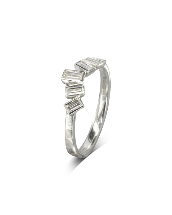 Wave Baguette Diamond Half Eternity Ring Ring Pruden and Smith
