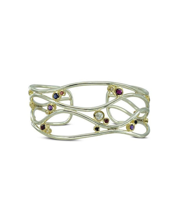 White Gold Ruby Diamond Cuff Bangle Bangle Pruden and Smith
