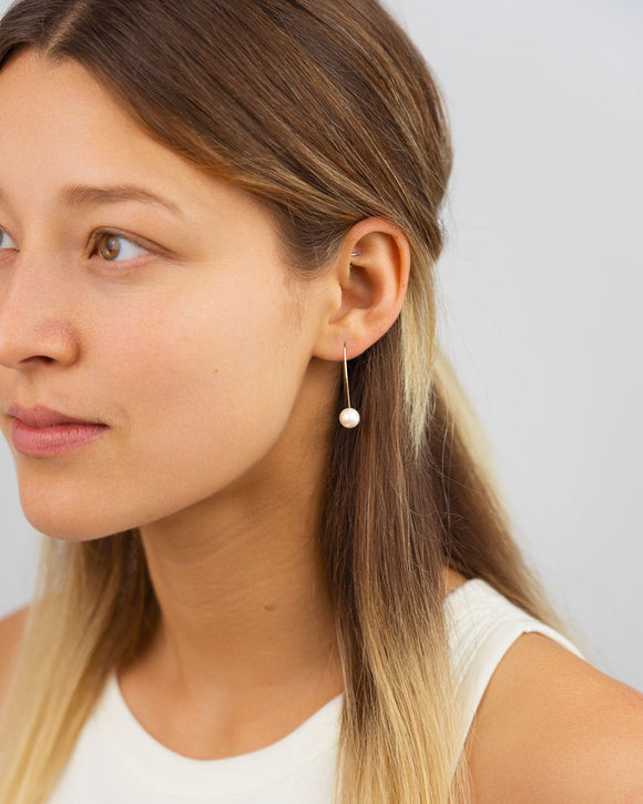 White Pearl Drop Earrings Earrings Pruden and Smith