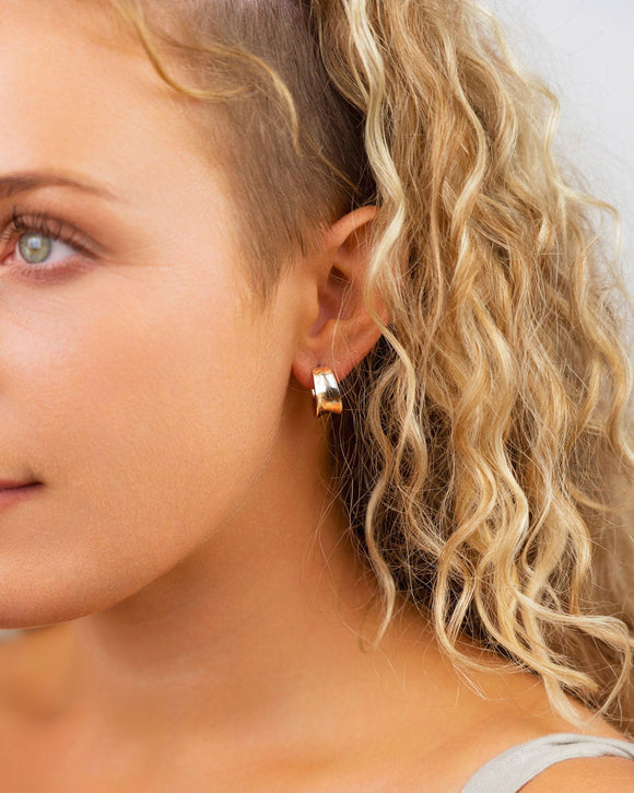 Wide Concave Silver Mini Hoop Earrings Earrings Pruden and Smith