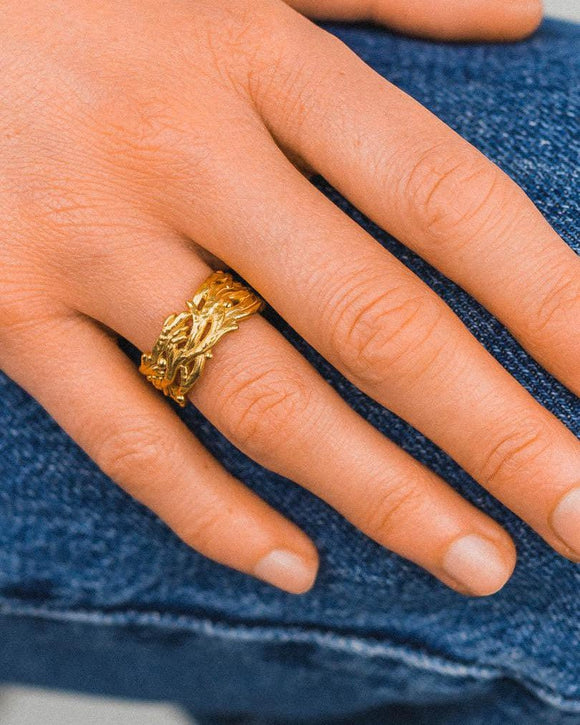 Wide Gold Seaweed Ring Ring Pruden and Smith