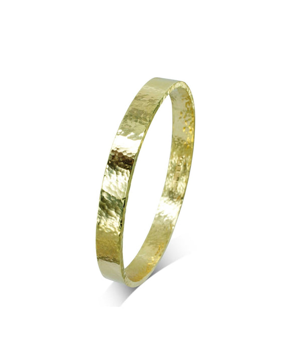 Wide Hammered Gold Bangle Bangle Pruden and Smith