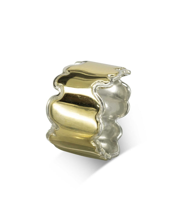 Wide Wavy Wedding Band Two Colour Gold Ring Pruden and Smith