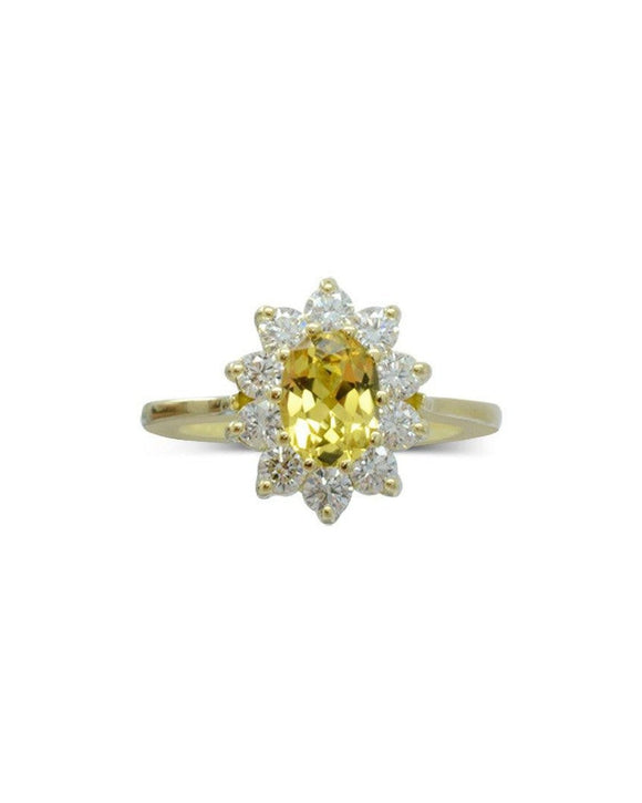 Yellow Sapphire Diamond Vintage Cluster Ring Ring Pruden and Smith Default Title