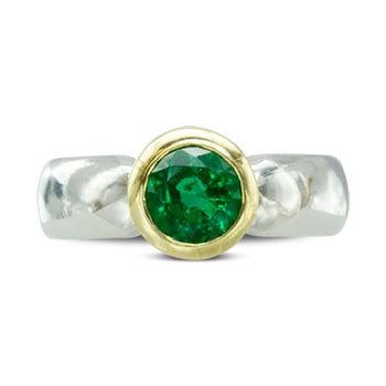 Emerald Two Tone Engagement Ring Ring Pruden and Smith   