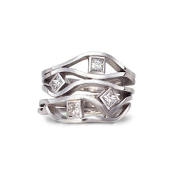Wave 1ct Princess Cut Diamond Platinum Ring Ring Pruden and Smith Default Title  