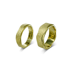 Side Hammered Textured Gold Wedding Band (8mm) Ring Pruden and Smith   