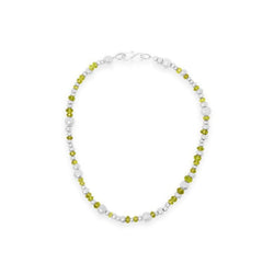 Random Silver Nugget Gemstone Necklace Necklace Pruden and Smith Peridot (Lime Green)  