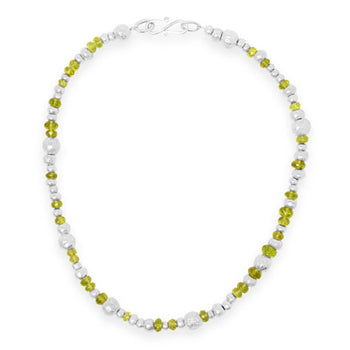 Random Silver Nugget Gemstone Necklace Necklace Pruden and Smith Peridot (Lime Green)  