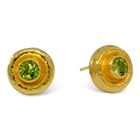 Hammered Round Peridot Stud Earrings Earring Pruden and Smith   