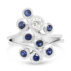 Swirl Sapphire and Diamond 9ct Gold Cluster Ring Ring Pruden and Smith 9ct White Gold  