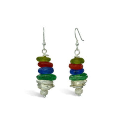 African Recycled Glass Bead Drop Earrings Earring Pruden and Smith   