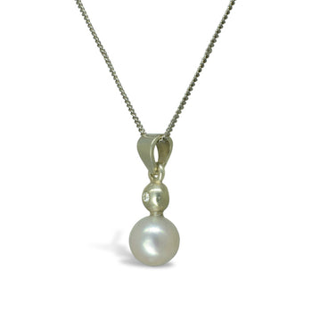 Akoya Pearl 9ct White Gold Diamond Pendant Pendant Pruden and Smith   