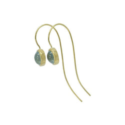 Cabochon Aquamarine Hook Gold Earrings Earring Pruden and Smith Default Title  