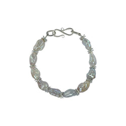 Baroque Pearl and Silver Discs Bracelet Bracelet Pruden and Smith   