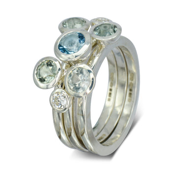 Aquamarine and Diamond Platinum Stacking Ring Ring Pruden and Smith   