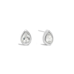 Pear Shaped Silver Stud Earrings Earring Pruden and Smith   