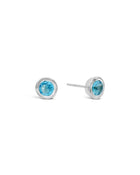 Round Silver Stud Earrings Earring Pruden and Smith Blue Topaz (sky blue)  