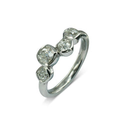 Offset Old Cut Diamond Engagement with Shaped Wedding Ring Ring Pruden and Smith   