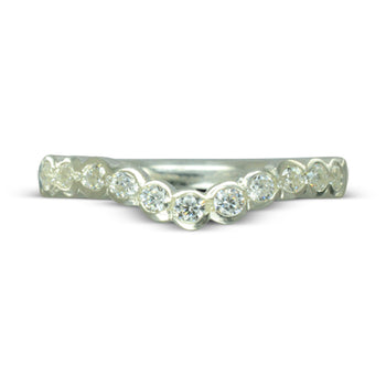 Scalloped Diamond Shaped Wedding Band Ring Pruden and Smith Platinum  