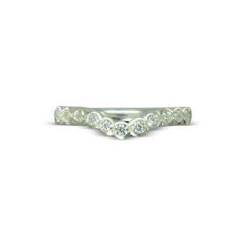 Scalloped Diamond Shaped Wedding Band Ring Pruden and Smith Platinum  