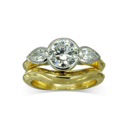 Round Brilliant and Pear Shaped Diamond Trilogy Ring Ring Pruden and Smith   