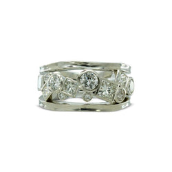 Water Bubbles Side Hammered Random Diamond Eternity Ring Ring Pruden and Smith   