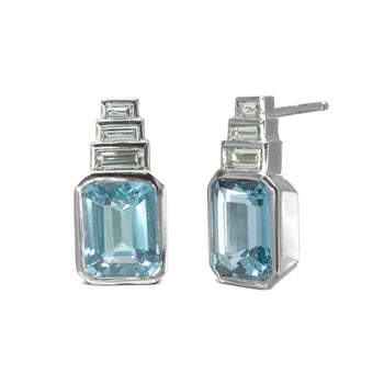 Art Deco Aquamarine Stud Earrings Earring Pruden and Smith   