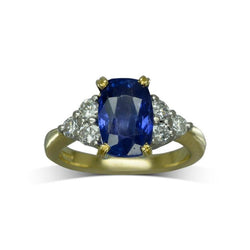 Trefoil Diamond and Sapphire Engagement Ring Ring Pruden and Smith   