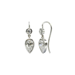Pear Drop Platinum and Diamond Drop Earrings Earring Pruden and Smith   