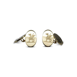 Engraved Solid Gold Cufflinks Cufflink Pruden and Smith 18ct Yellow Gold  