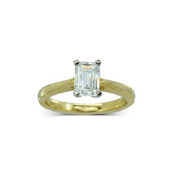 Four Claw Emerald Cut Diamond Engagement Ring Ring Pruden and Smith   