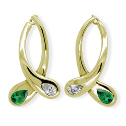 Moi et Toi Diamond & Emerald Drop Earrings Earring Pruden and Smith   