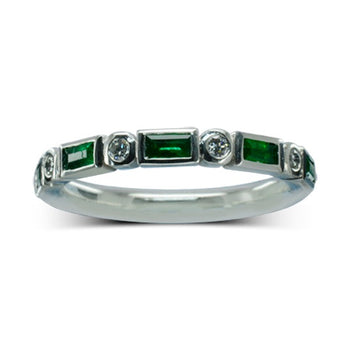 Baguette Cut Gemstone and Diamond Eternity Ring Ring Pruden and Smith   