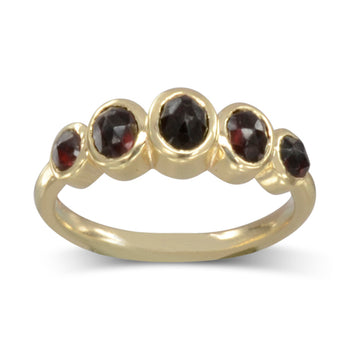 Bespoke Found River Thames Garnet Gold Ring Ring Pruden and Smith   