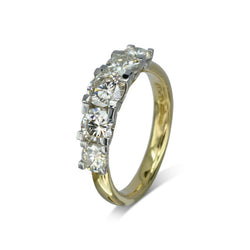 Claw Set Five Diamond Eternity Ring Ring Pruden and Smith 18ct Yellow Gold & Platinum  
