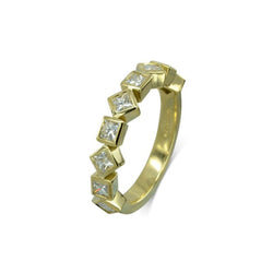 Alternating Princess Cut Diamond Half Eternity Ring Ring Pruden and Smith 18ct Yellow Gold  