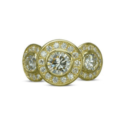 Yellow Gold Diamond Trilogy Cluster Ring Ring Pruden and Smith   
