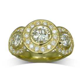 Yellow Gold Diamond Trilogy Cluster Ring Ring Pruden and Smith   
