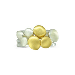Pebble Two Colour Matte Gold Stacking Ring Ring Pruden and Smith   