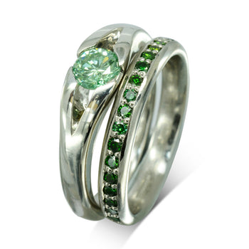 Bespoke Green Diamond Platinum Engagement Ring Ring Pruden and Smith   