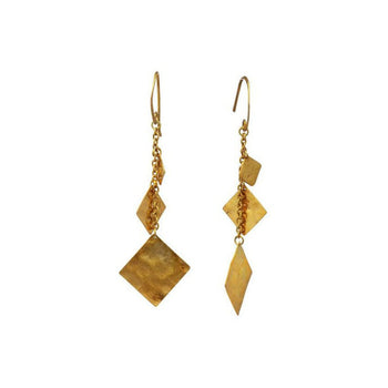 Marwar Hammered Square Gold Dangly Earrings Earring Pruden and Smith   