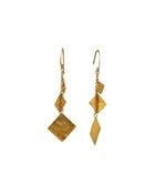 Marwar Hammered Square Gold Dangly Earrings Earring Pruden and Smith   