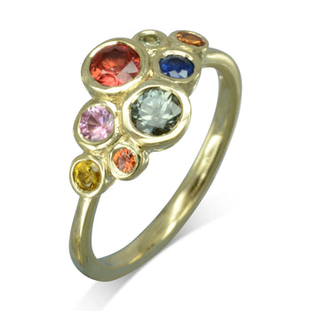 Water Bubbles Multi-Coloured Sapphire Cluster Ring Ring Pruden and Smith   