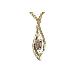 Forged Hammered Rose Gold Opal Pendant Pendant Pruden and Smith   